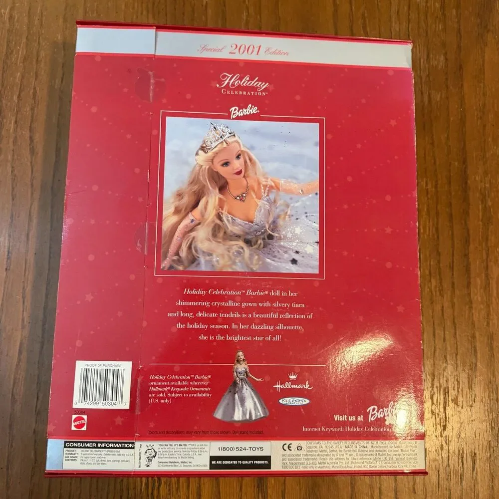 2001 Holiday Celebration Barbie Special Edition NRFB Silver Gown Mattel Doll